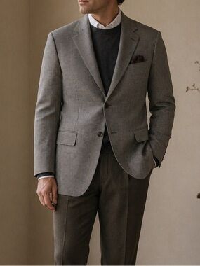Andrisen Morton Men’s Blazer 40R – Cashmere Silk Blend – Made Canada Houndstooth